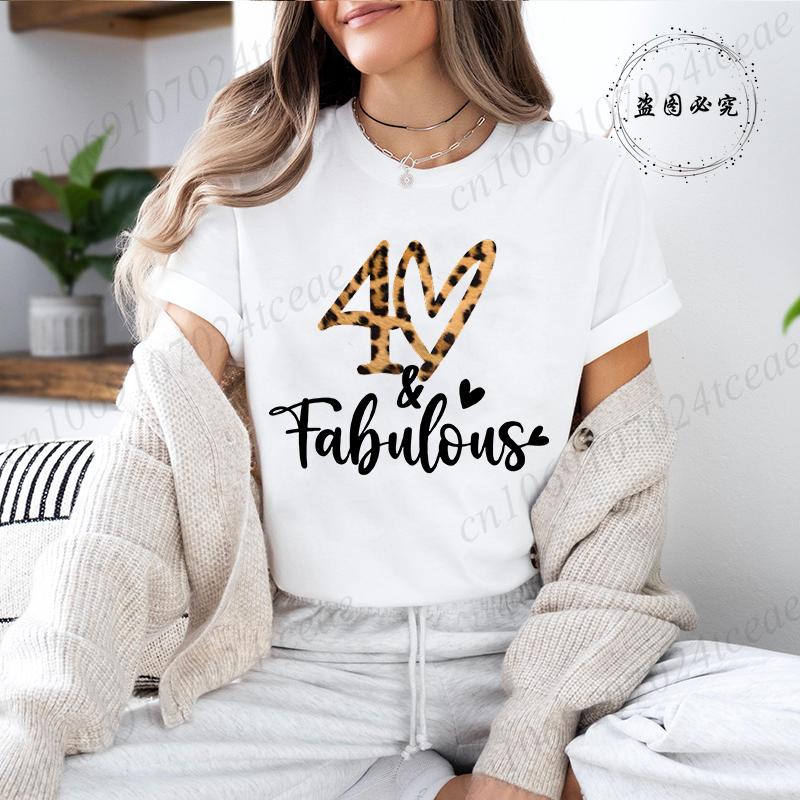 Unisex'S Casual T-Shirts It's My 40th Birthday Leopard Print T-Shirt Short Sleeve Top Casual Wear Birthday Party Graphic Tee Tops