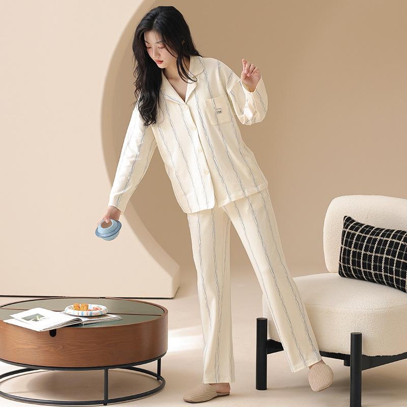 1A antibacterial pajamas women's 1011 new autumn all-pure cotton long-sleeved summer loungewear set spring and autumn models