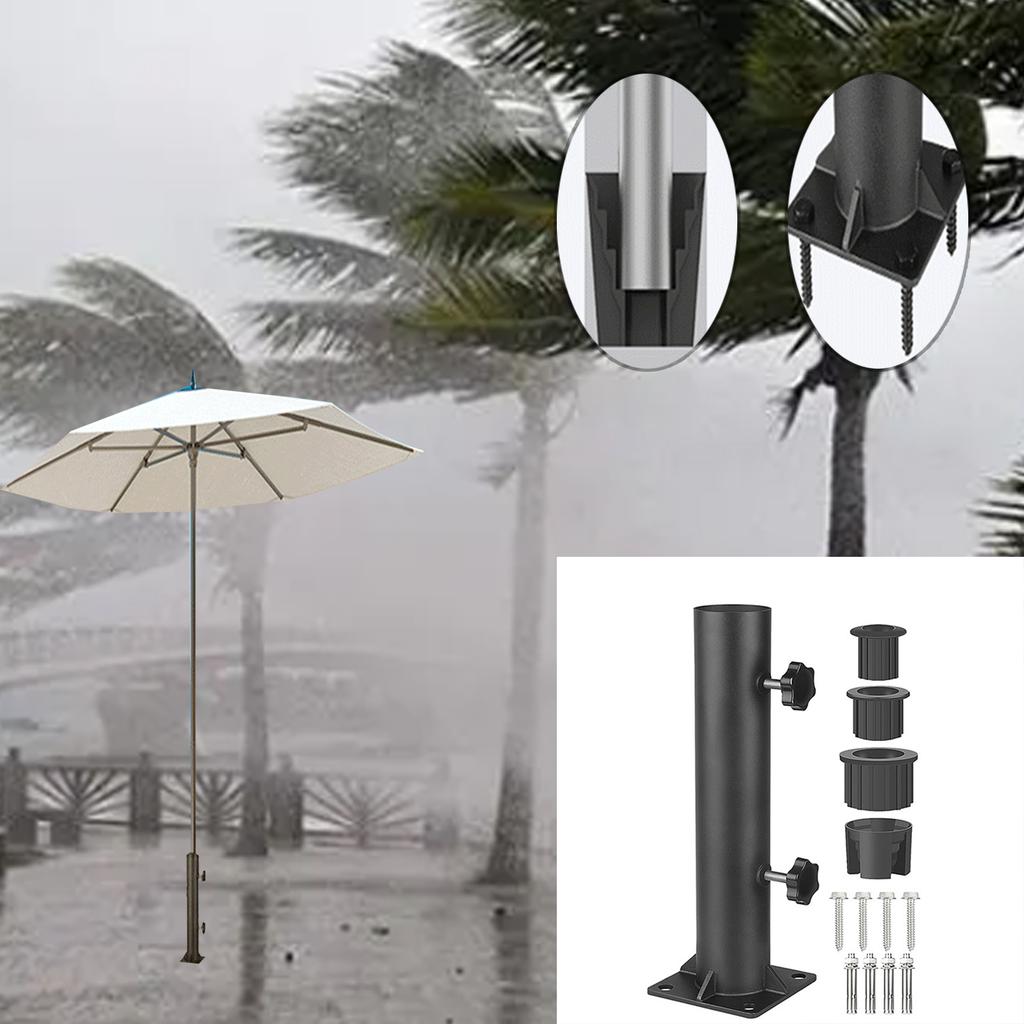 Outdoor Deck Umbrella Mount Bracket Umbrella Base Flag Pole Holder Stand with Umbrella Sleeves and Screws Replacement