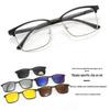 Men's Half-Frame Magnetic Clip-On Sunglasses: 5 Interchangeable Polarized Lenses for Day/Night Driving & Fashion