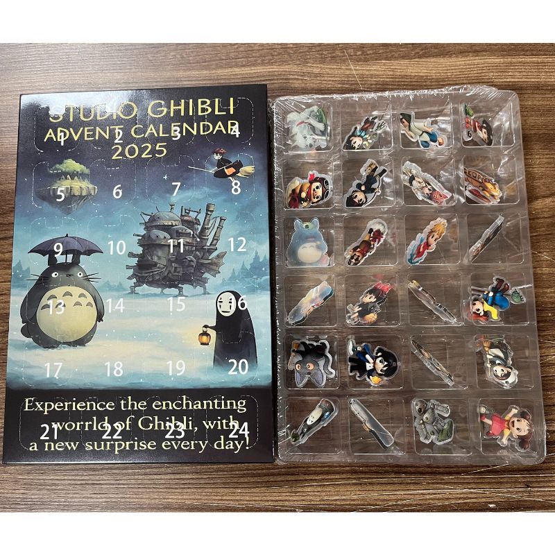 Ghibli Anime Christmas Advent Calendar Toy Figure Collectible Cosplay Accessories Trendy Countdown Blind Box 2D Acrylic Pendant