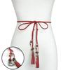 Women Braided Beads Tassels Thin Skinny Waist Rope Belt Self-Tie Dress Waistband