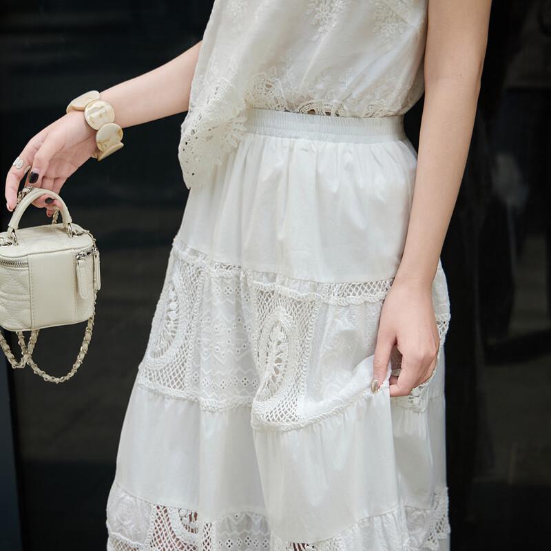 Lanseer New Chinese Style Embroidered A-Line Skirt