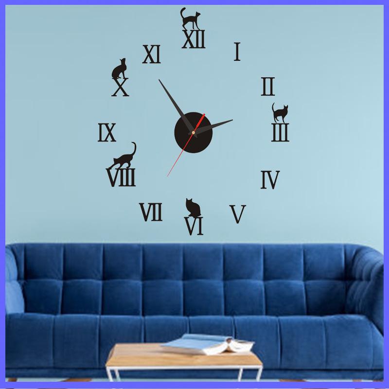 Креативные DIY Бесшумные Настенные Часы Персонализированные Декоративные Часы Кабинет Гостиная Настенные Часы Акриловые Часы Black