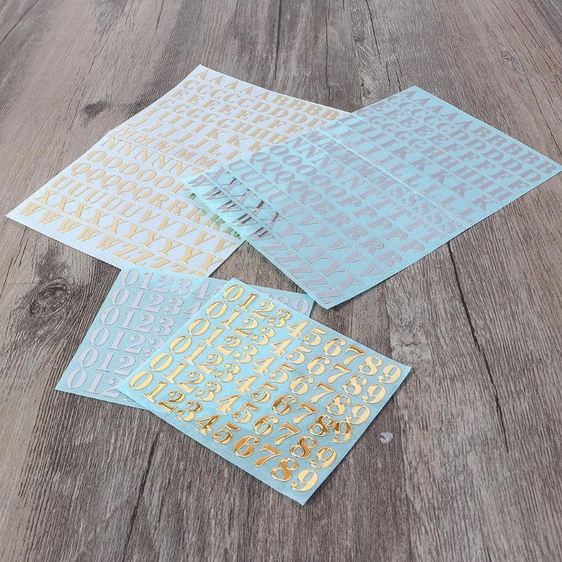 2Sheets Metal Digital Stickers 26 Letters Stickers DIY Decoration A-Z Stickers