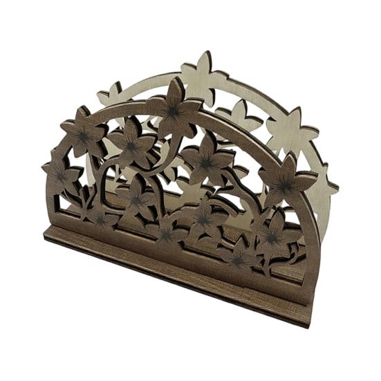 Wooden Paper Towel Holder Decorative Bird Turtle Floral Tissue Dispenser with Universal Card Slot, Napkin Dispenser for Kitchen Dining Table Counter