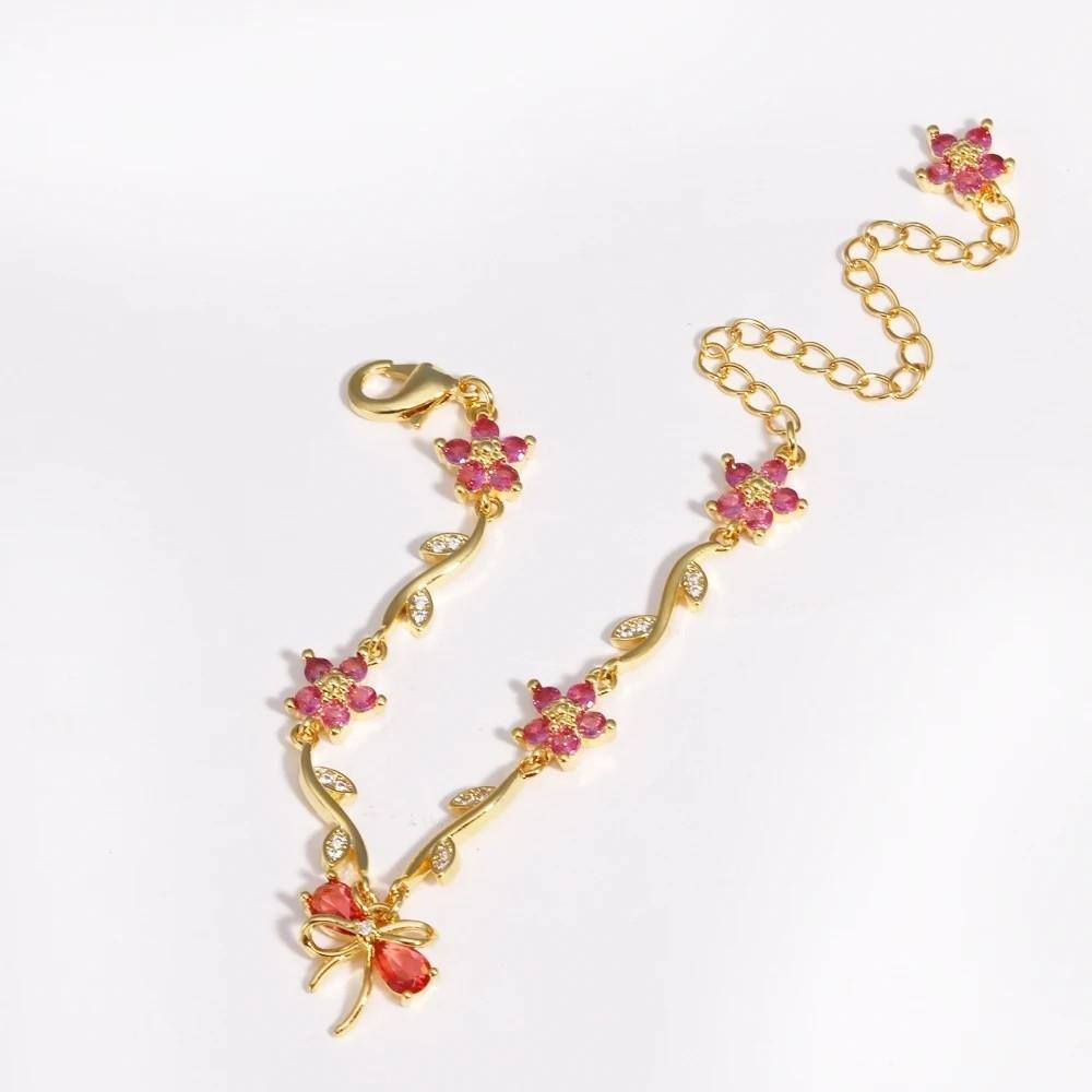 Crystal Chain Bracelet Butterfly Bow Women's Bracelet Elegant Flowers Bracelet  Jewelry Gift
