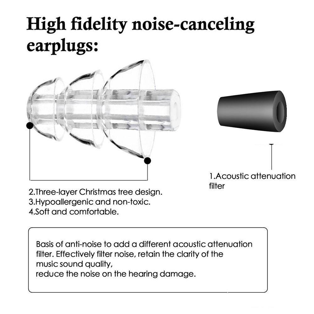 Musician Reusable Soundproof Noise Cancelling Silicone Hearing Protection Ear Plugs