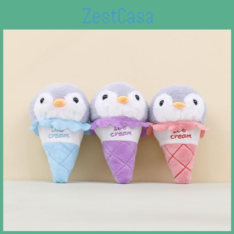 Ice Cute Cream Penguin Plush Pendant Keyring With Embroidered Letters Design