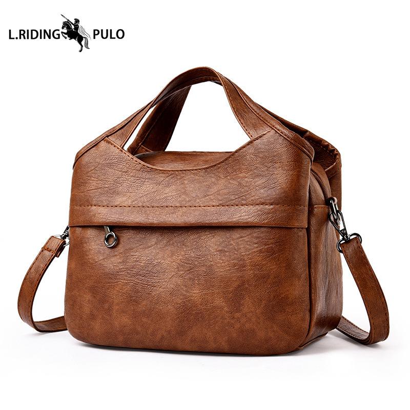 Retro-style Large Capacity Shoulder Bag, Simple and Versatile Solid Color Crossbody Bag, High-end Soft Leather Casual Commuter Bag