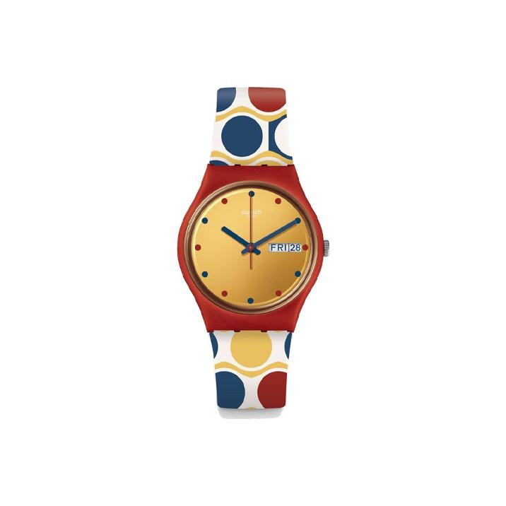 Swatch A Gala Night Series Quartz Movement Gold Quartz Swiss Watch 34mm Yellow Dial Plastic Case Silicone Strap Women watches GR708 Yellow