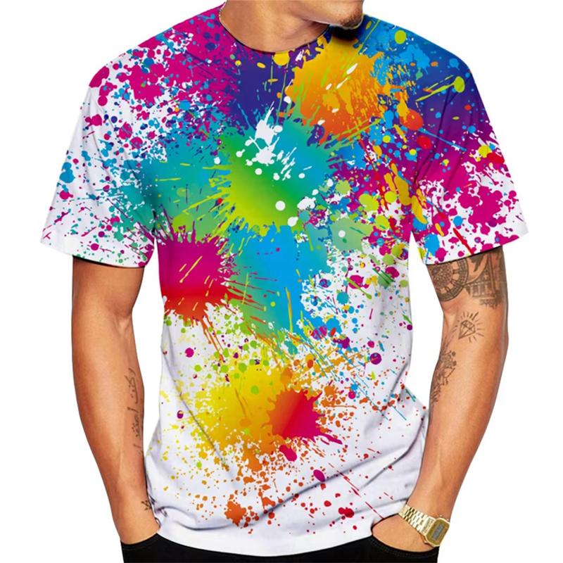 

Water Drop Graffiti Pattern T-shirt For Men 3D Printing Colorful Line T Shirt Streetwear Hip Hop Summer New Street Tee Shirts 5XL