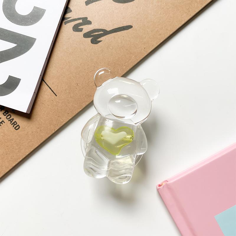 Creative Mobile Phone Airbag Bracket Transparent Love Bear Solid Color Simple Paste Retractable Airbag Mobile Phone Ring