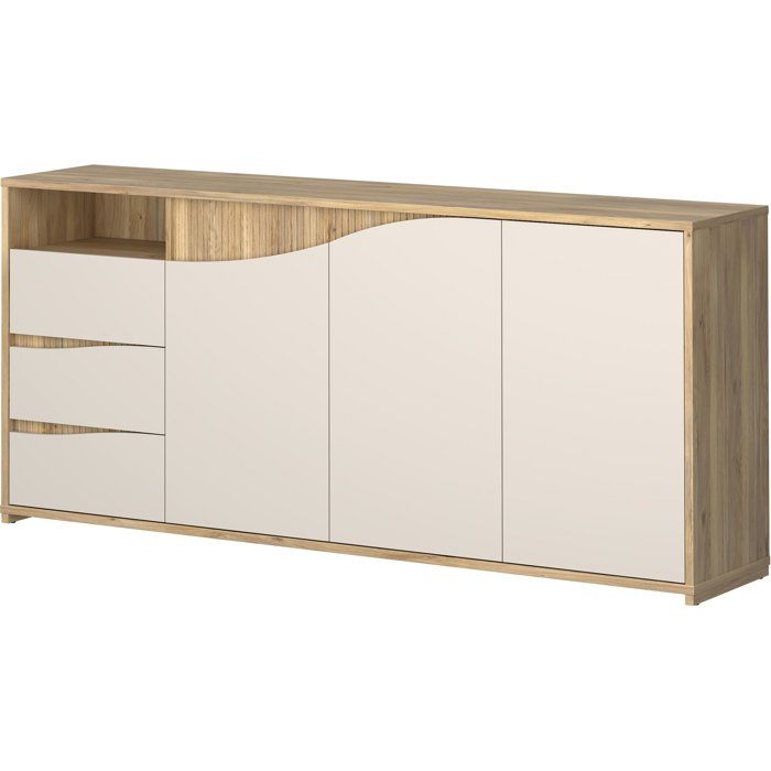 Aparador - POEM - Carvalho / Carvalho - 3 portas - 3 gavetas - 203,9 x 42 x 91 cm