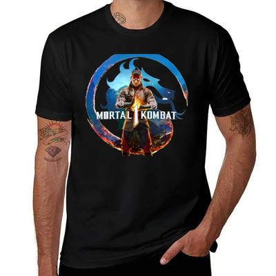 MK12 Mortal Kombat 1 Logo T-Shirt T Shirts for Man Cotton Black Cotton T-shirt Plain for Man Package T-Shirt