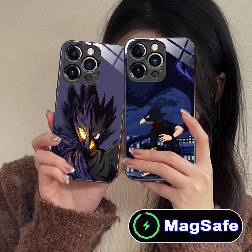 MHA Tokoyami Mobile Phone Case for iPhone 17 16 15 14 13 12 11 Air Pro Max Plus Mini MagSafe Glass Colorful Cover Luxury Cover
