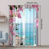 2 Pcs Seaside flower scenery print curtains,suitable for bedroom,living room kitchen decoration,home decoration,window decor