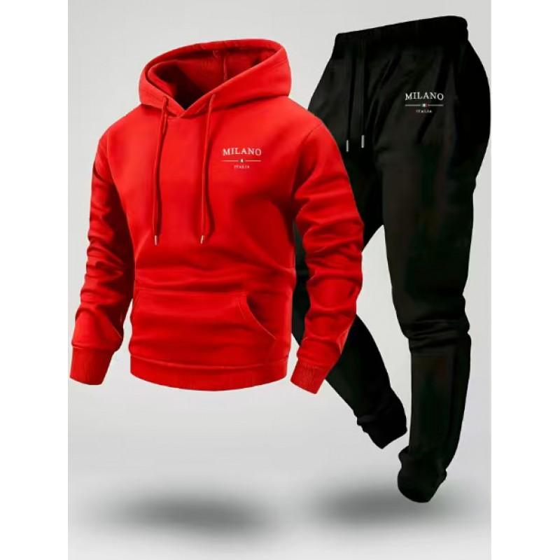 Mens Hooded Oversized Sweatshirt Set Long Sleeve Top Pants Casual Sportswear