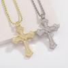 Zircon Cross Pendant Necklace for Men Women Stylish Unisex Fashion Jewelry Accessories