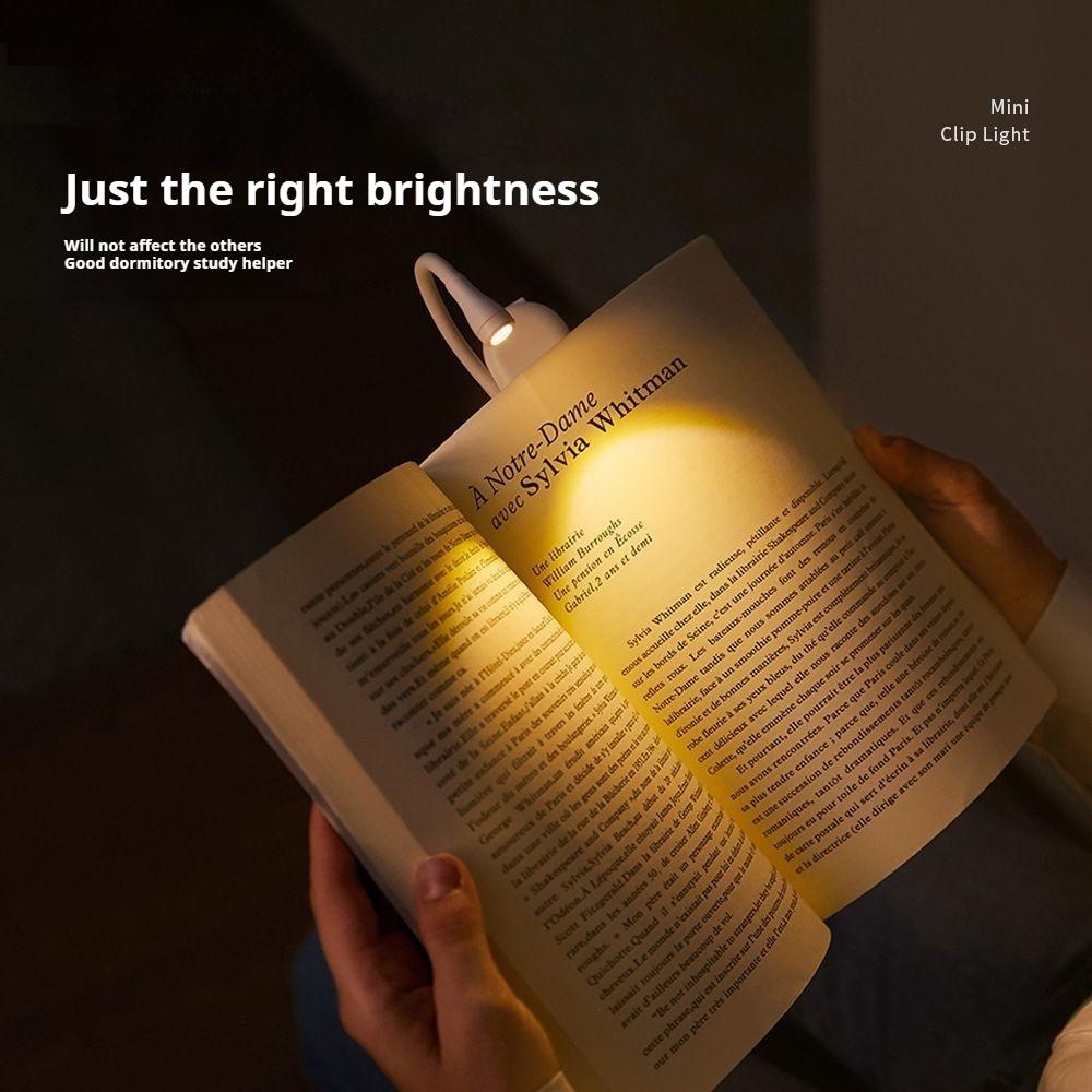 Mini LED Book Light 360° Rotatable Rechargeable Clip-On Lamp with 3 Colors Eye Protection for Bedroom Reading Travel & Study