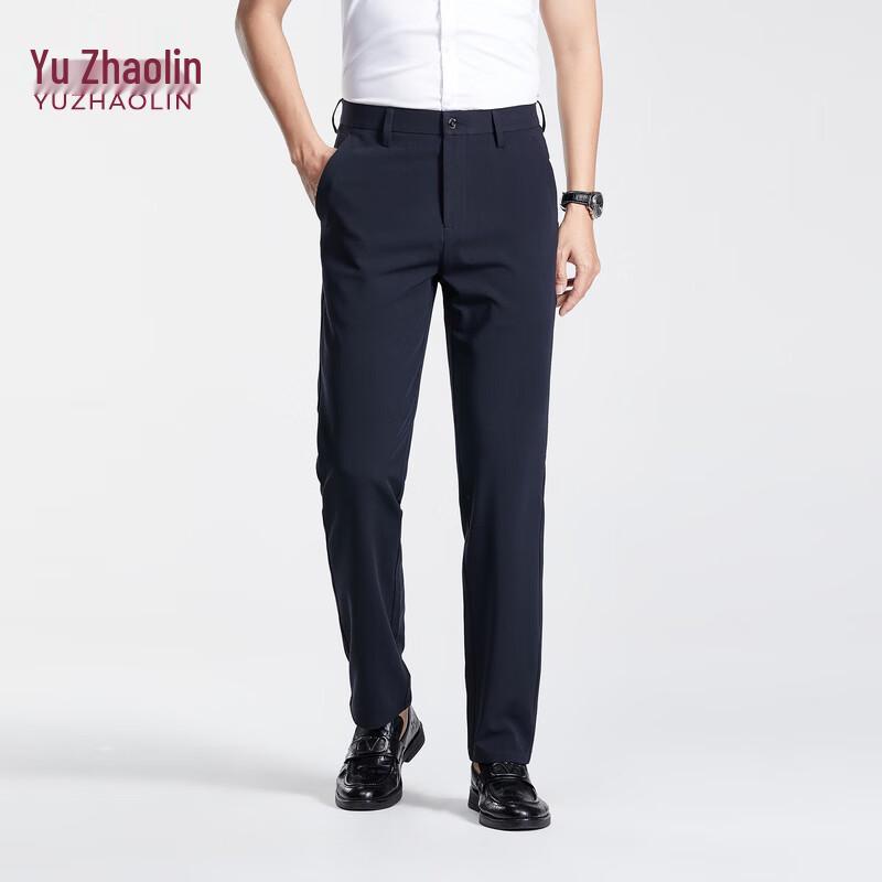 YUZHAOLIN Men s Slim-Fit Casual Business Trousers 30 темно-синий