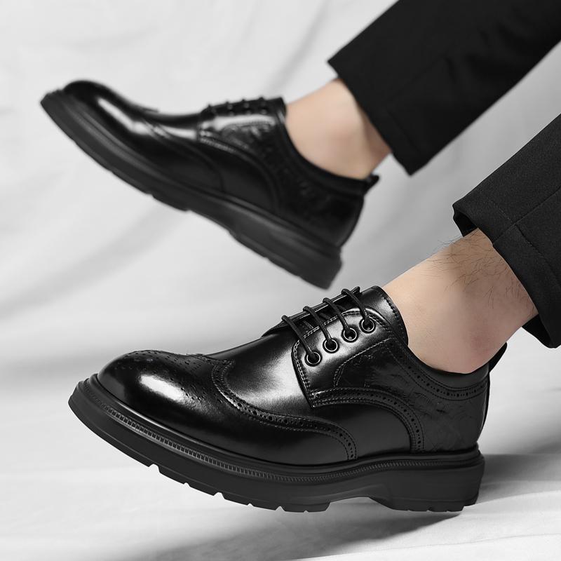 Fashion Formal Derby Dress Shoes Business Casual Wingtip Brogues for Wedding Party Work Footwear New Men's Leather Oxford Shoes for Men