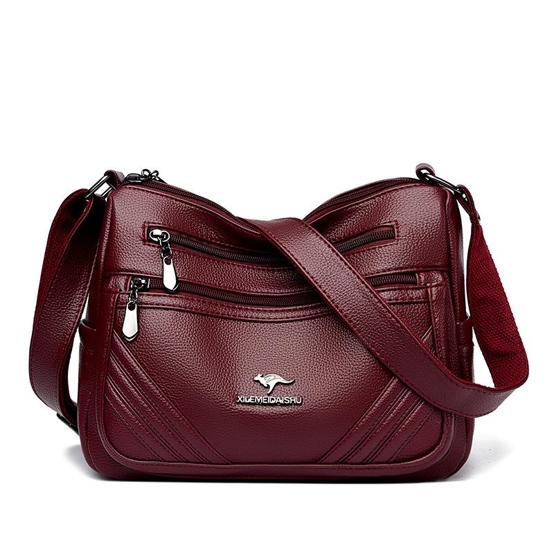 Crossbody Bag - Autumn/Winter Fashion Multi-layered Shoulder Bag - Soft Leather - Maternal Bag for Middle-aged Women