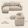 Corner Sofa, Reversible Chaise Longue, Cushions, 242 x 156 x 87 cm, Beige