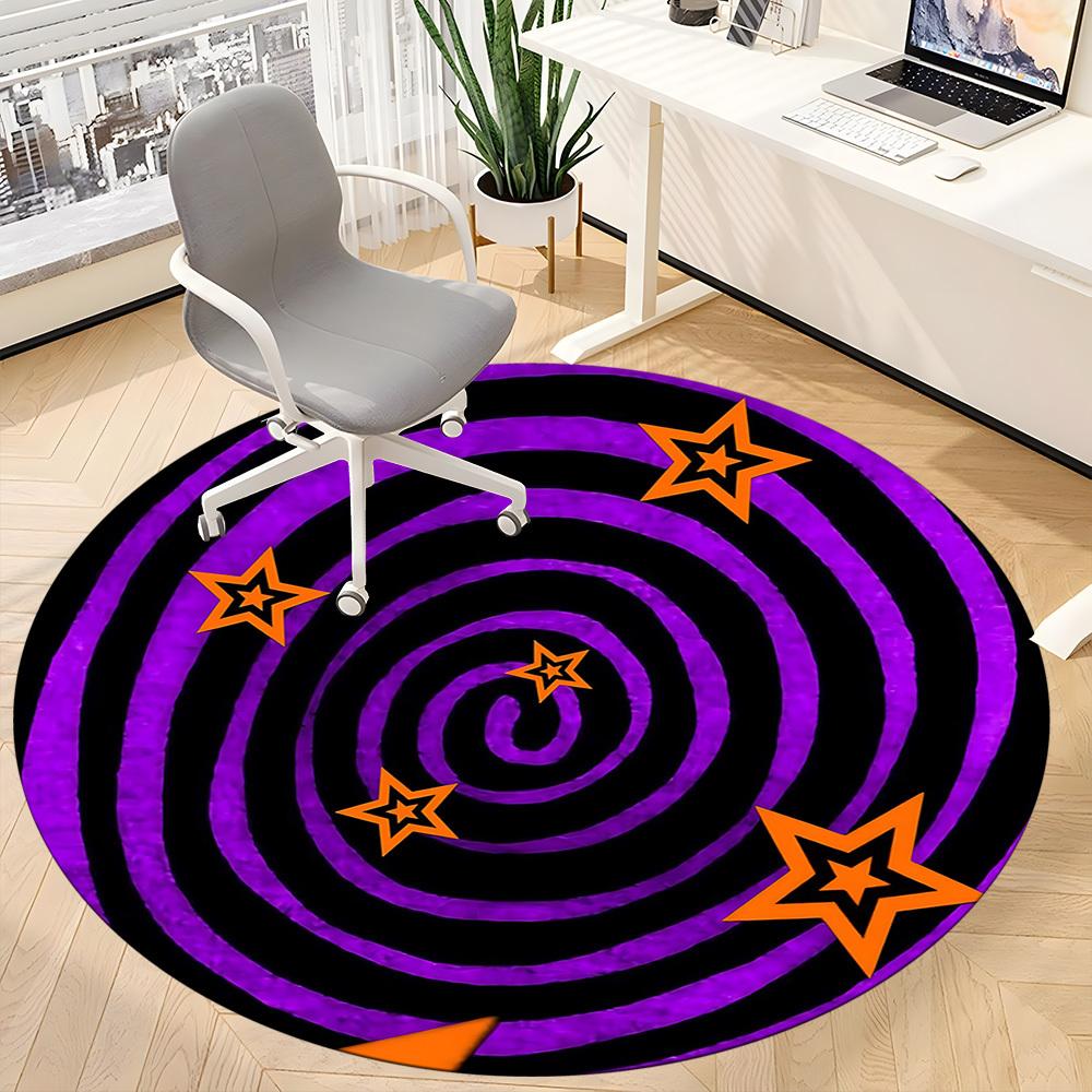 1pc Spiral Stars Office Round Area Rug, Indoor Mat Suitable ForOffice, Under Office Chairs Bedroom Living Room Home Decor T197