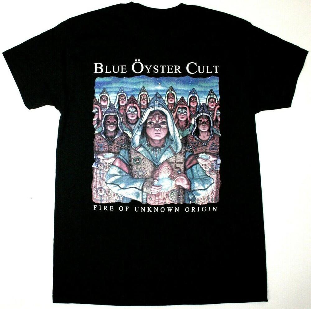 BLUE ÖYSTER CULT ОГОНЬ НЕИЗВЕСТНОГО ПРОИСХОЖДЕНИЯ ЧЕРНАЯ ФУТБОЛКА Размеры S-4XL KN276 Унисекс Футболка XXL