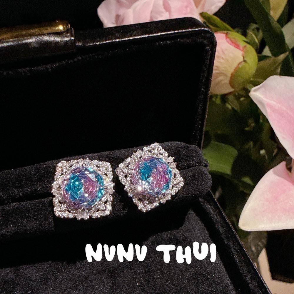 

Zixia Fairy, Lavender Gemstone Rose Cut Honeycomb Necklace Haute Couture Jewelry, Sea Blue Sparkling Diamond Ring Set