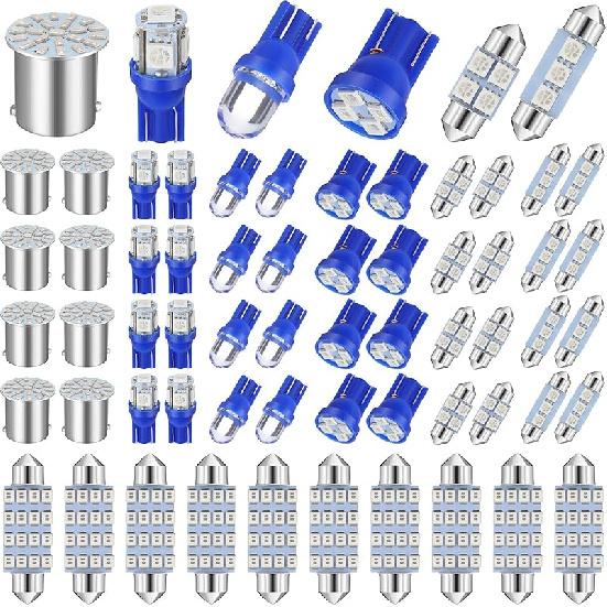 Frienda 70 Pieces LED Car Bulb Kit Interior Car Lights LED Dome Light 31 Mm 36 Mm 41 Mm T10 Bulbs Festoon Bulbs For Car Interiors Map Dome Trunk
