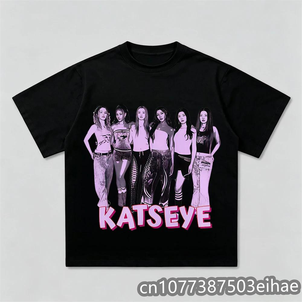 Unisex Beautiful Chaos 2026 K Pop Katseye Tour Casual Loose Cotton Print TShirt Fashion Tee for Fans Gift