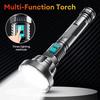 3000M Long Short High Power USB Rechargeable LED Flashlight LED Battery Display Work Light Ultra Powerful Flashlight Lamp Portable Torch Flash