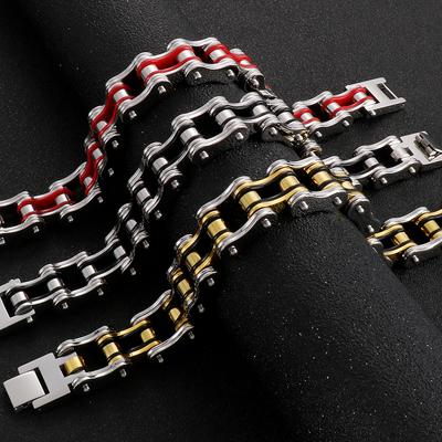 Stainless Steel Motorcycle Bracelet for Men 16MM Wide Bike Chain Wristband Male Bangles Rockers And Roll Jewelry Accessories Man