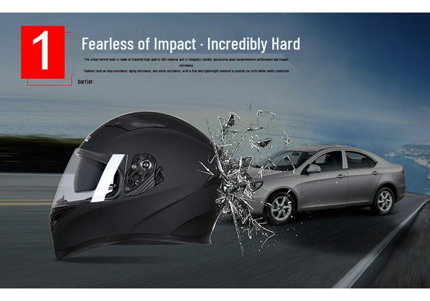 Jiekai Full Face Flip-Up Motorcycle Helmet for Men & Women with Horn Design - All Season Racing Safety Helmet.