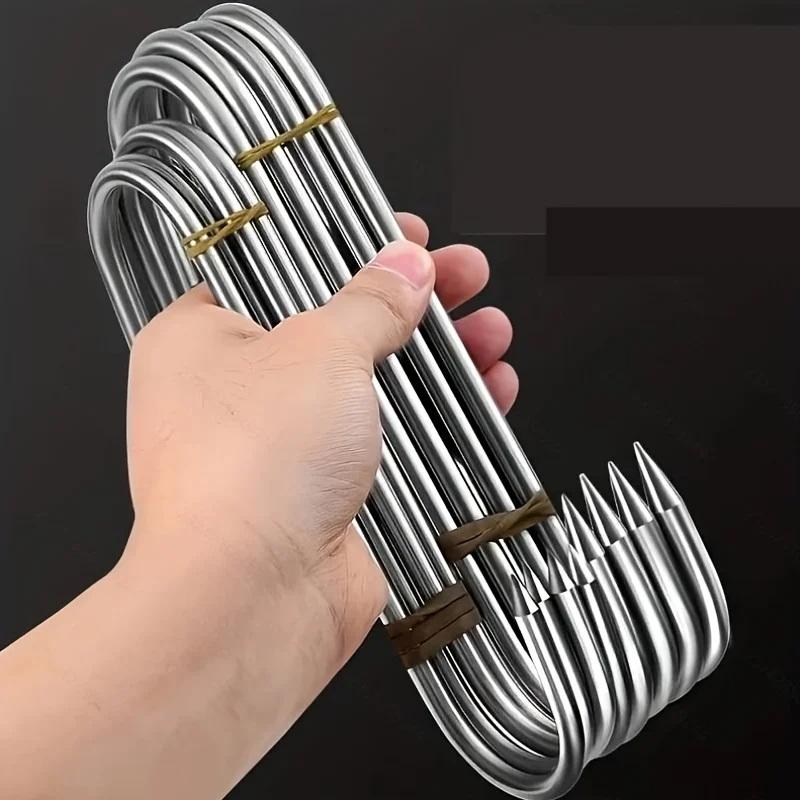 20pcs Heavy Duty S Shaped Butcher Hooks Sharp Tip Metal Hangers for Meat Sausages Hanging Home Grilling
