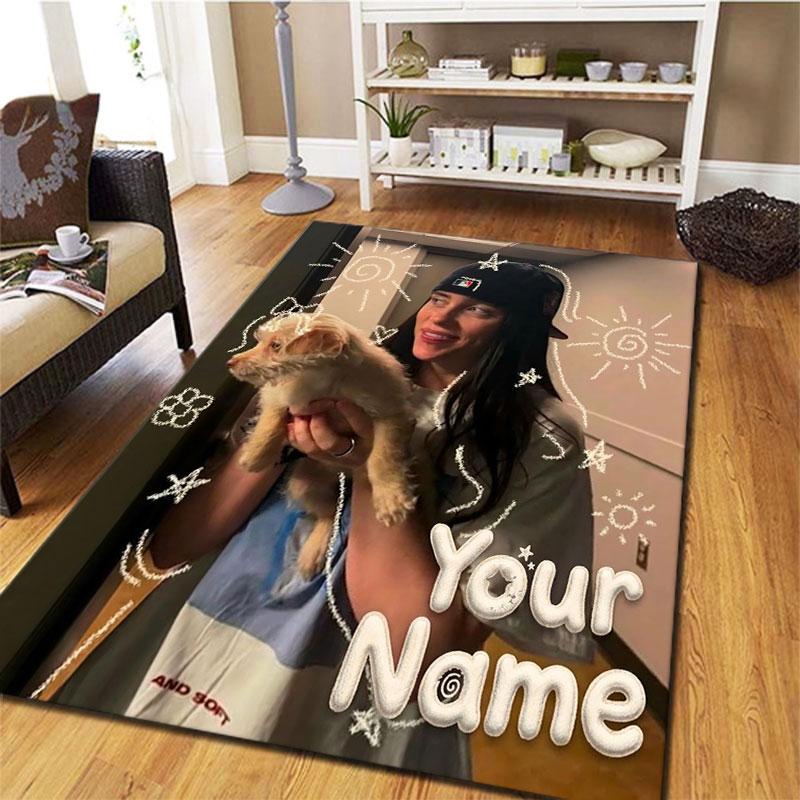 Billie Eilish Custom Name Carpet Rug for Living Room Bedroom Home Sofa Decoration,Kids Play Non-slip Floor Mat