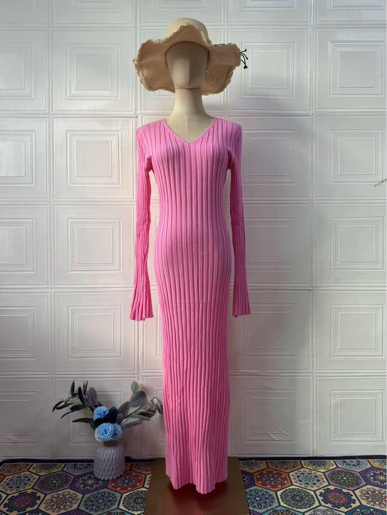 

Elegant Women s Long Sleeve Solid Color Dress - Autumn 2025 Collection XXL роза розовый