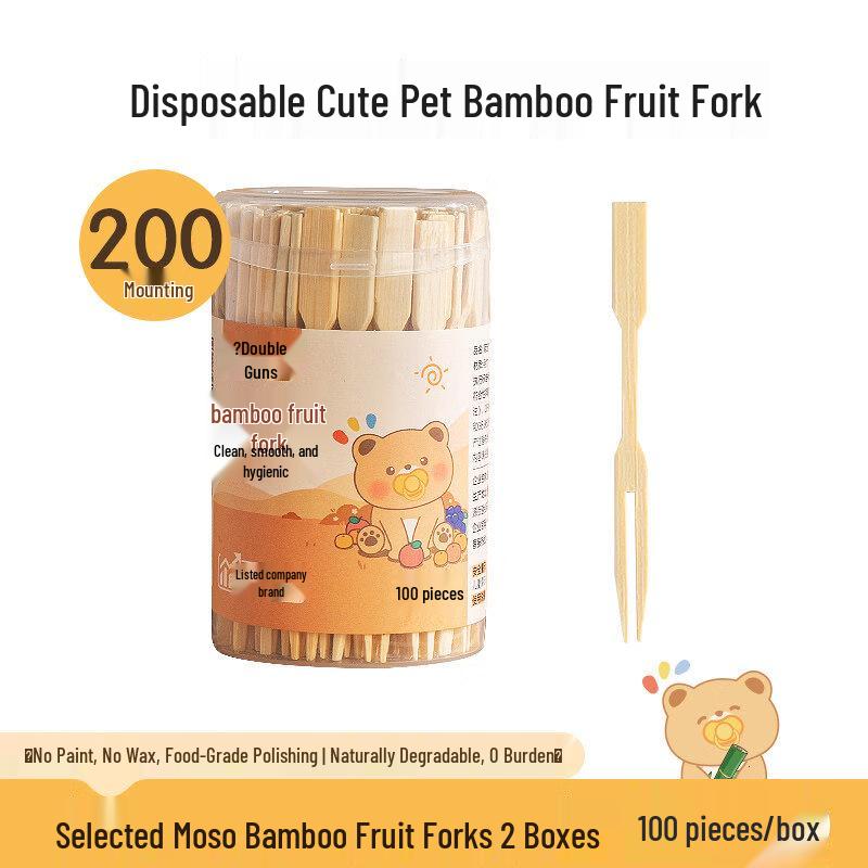 ZISIZ Disposable Food Grade Bamboo Fruit Forks