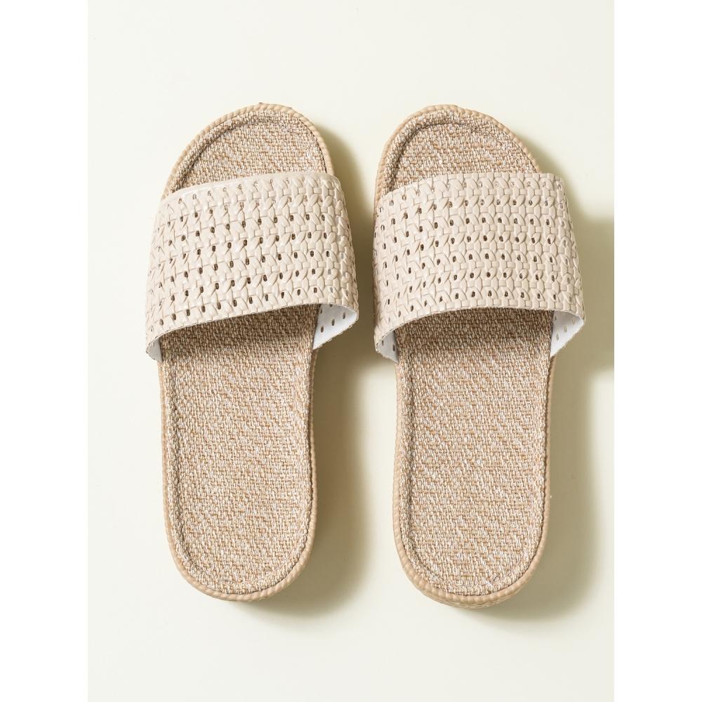 Daiso Chunky Heel Linen Slippers 240 Mm