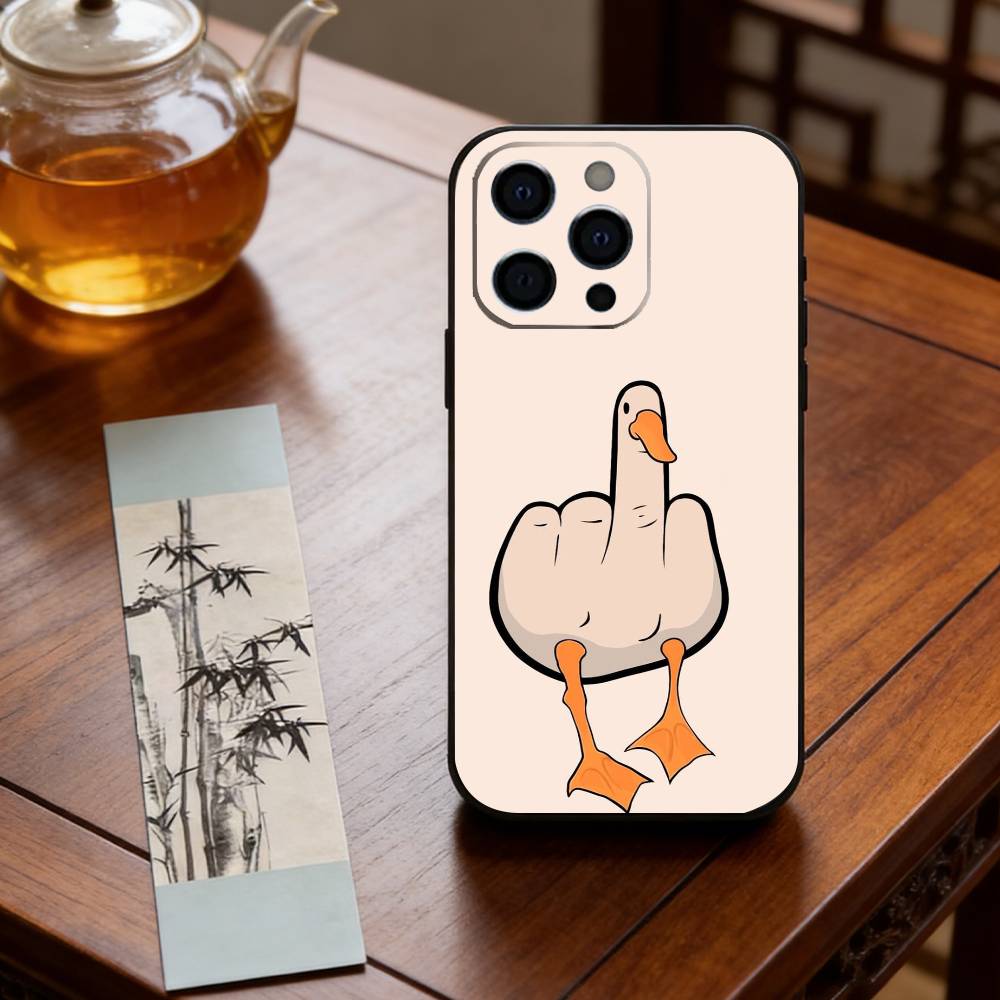 Funny D-DucK Goose memes Phone Case For iPhone 17,16,15,14,13,12,11 Plus,Pro Max,XS,Soft Silicone Black Cover