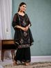 Women Black Embroidered Kurta Palazzo Set with Dupatta Ethnic Party Wear Indian Suit