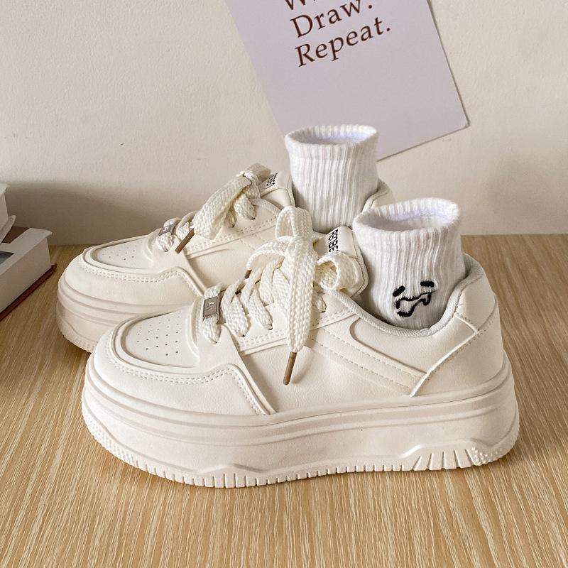 

Platform white shoes women s shoes 2025 new spring and summer breathable explosion increased versatility student lightweight soft baseplate shoes 35