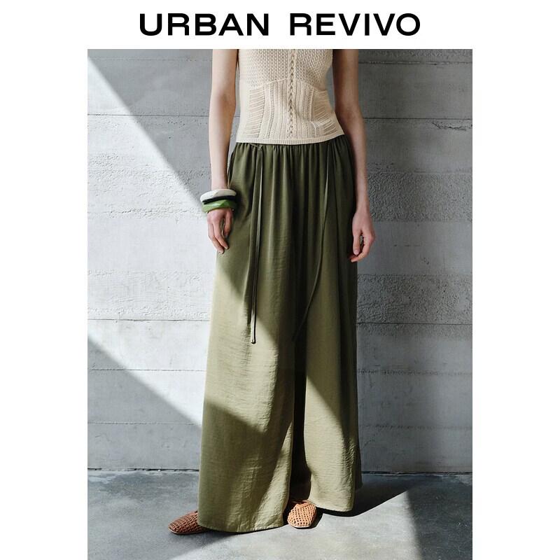 

Women s Elastic Waist Loose Wide-Leg Pants S