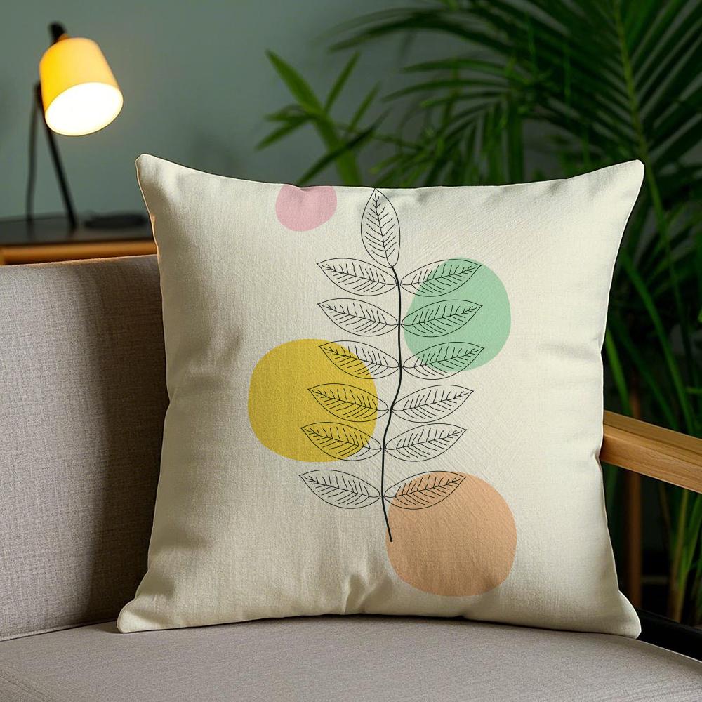 Abstrakte Einfache Geometrische Blatt Kissenhülle Seidig Elegant Komfort Sofa Bett Unsichtbarer Reißverschluss