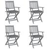 Folding Outdoor Chairs - VIDAXL - Acacia Wood - Grey - Set of 4