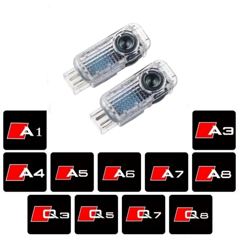 For Audi 8L 2pcs for Audi A1 A6 C8 A4 B5 B6 B7 B8 B9 S3 S4 S5 RS3 8U Q3 Q5 8R Q7 Q8 TT A3 8V V8 8P A5 A7 A8 LED Car Door Projector Light