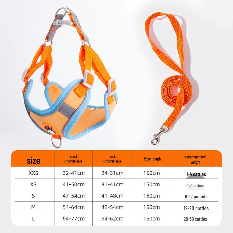Reflective Adjustable Dog Harness and Leash Set for Small Breeds - Breathable Vest Style
