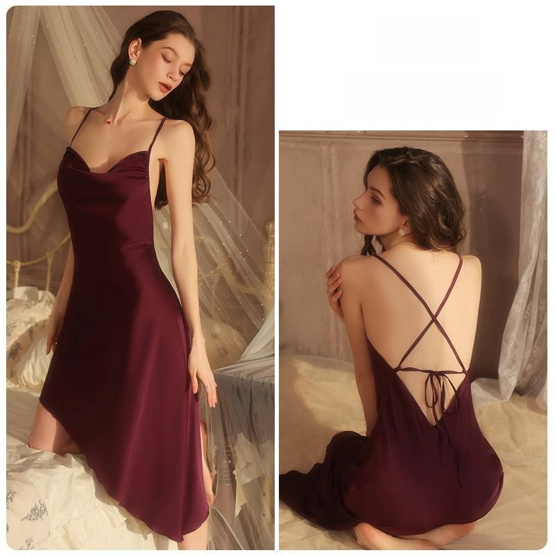 Elegant Satin Sleepwear Set For Women With Sleeveless Design For Home And Hotel Comfort